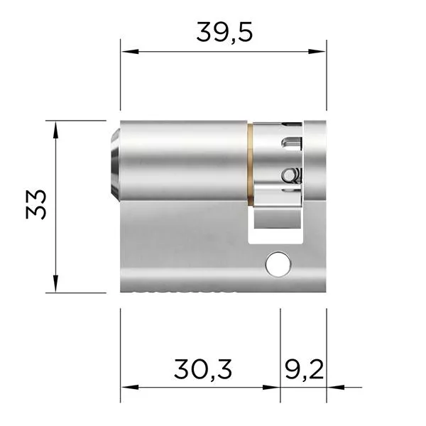 WINKHAUS keyTec AZ Schaltzylinder mit 2 Gewindebohrungen M4 Seitenansicht